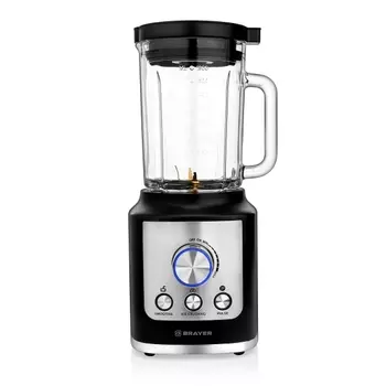 Блендер настольный Brayer BR1200BK, 1,8 л, 6 титановых ножей, колка льда, чёрный