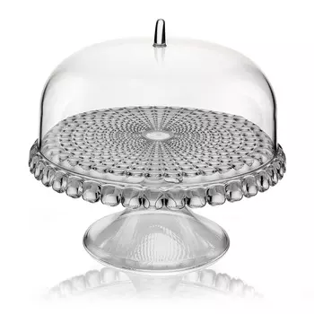 Блюдо для торта с крышкой, Tiffany, 30 см, серое