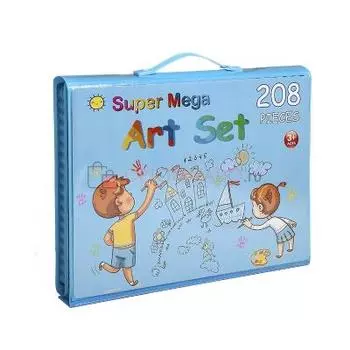 Большой набор для рисования с планшетом - Super Mega Art Set, 208 предметов, голубой