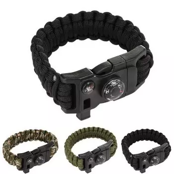 Браслет путешественника Paracord для выживания с огниво, компасом и свистком, микс