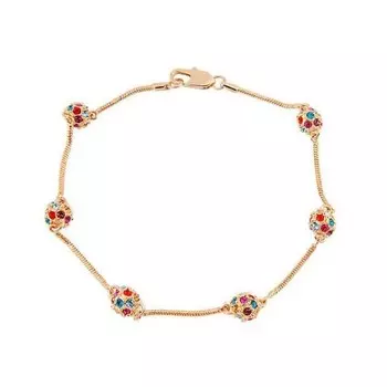 Браслет с цветными кристалликами «Яркие клубочки»