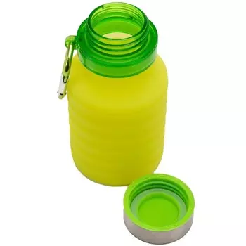 Бутылка для воды силиконовая складная с крышкой и карабином, 500 мл