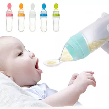 Бутылка с ложкой для безопасного прикорма, розовый