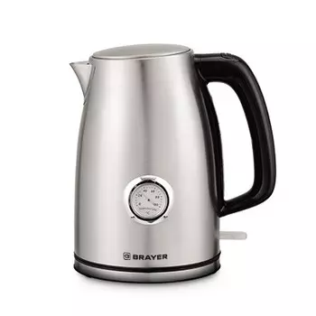 Чайник электрический Brayer BR1022, 2200 Вт, 1,7 л, STRIX, стальной