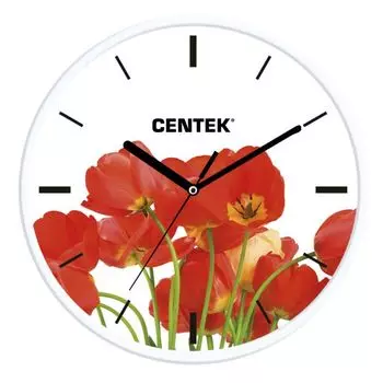 Часы настенные Centek СТ-7102 Tulips маки, 25см
