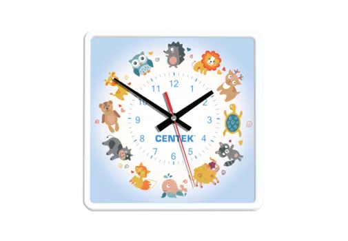 Часы настенные Centek СТ-7103 (дети) 25х25 см, квадрат, шаговый ход, кварцевый механизм