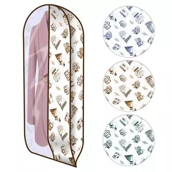 Чехол для одежды со вставкой - Путешествия, 60х100х10 см, цвет микс