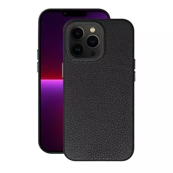 Чехол Leather Case для Apple iPhone 13 Pro, черный, картон, Deppa