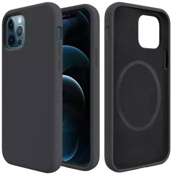 Чехол накладка Liquid Silicone Pro с поддержкой MagSafe для Apple iPhone 12 Pro Max, черный
