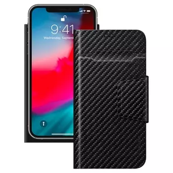 Чехол-подставка для смартфонов Wallet Fold M 4.3''- 6'', черный карбон, Deppa