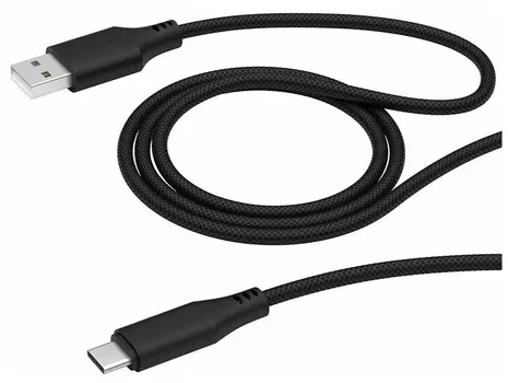 Дата-кабель Deppa USB A - USB-C, 5A, 1.2м, ткань, черный