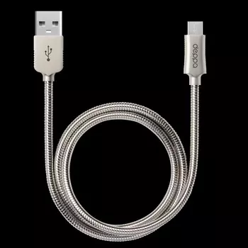 Дата-кабель Metal USB - micro USB, алюминий, 1.2м, стальной , Deppa