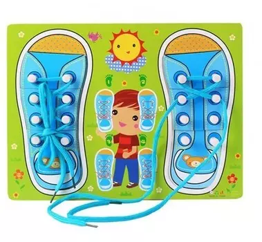 Деревянная шнуровка-кеды с пазлом