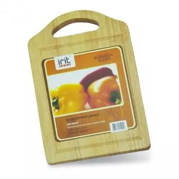 Доска разделочная IRIT IRH-001D с желобом, дерево гевеи, 400х260х20мм &amp;