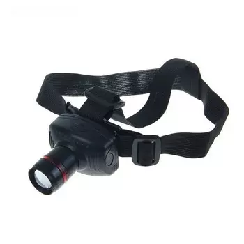 Фонарик налобный Searcher, zoom, 1 диод, чёрный, на рассеивателе красное кольцо