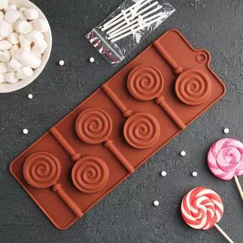 Форма для леденцов и мороженого - Леденец, 9,5х24 см, 6 ячеек, цвет микс