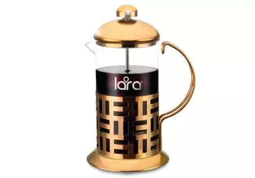 Френч-пресс LARA LR06-47 <350мл> СТАЛЬНОЙ КОРПУС (цвет - медь) закаленное боросиликатное стекло