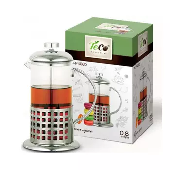 Френч-пресс TECO, 0,8л из высококачественного термостойкого стекла TС-F4080