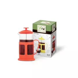 Френч-пресс TECO TС-P1060-R (красный) 0,6 л. из пластика и стекла цветной
