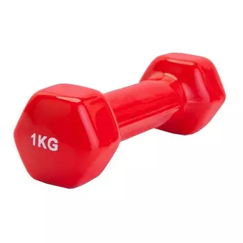 Гантель обрезиненная 1 кг, красная