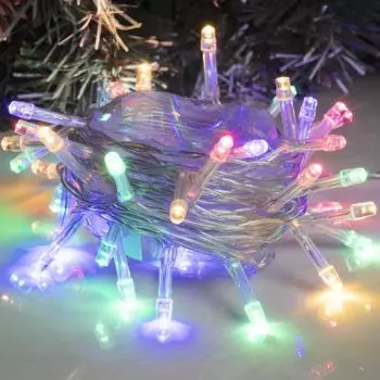 Гирлянда - Нить, 5 м, LED-50-220V, 8 режимов, нить прозрачная, мультицвет