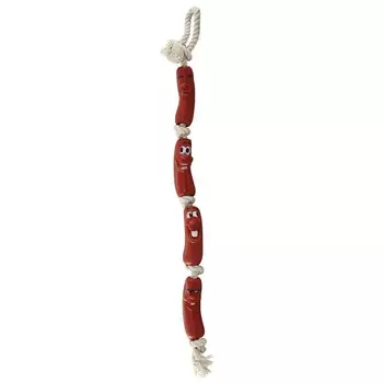 Игрушка для собак - Четыре сардельки на верёвке с ручкой, 90 см
