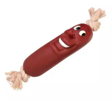 Игрушка для собак Сарделька на верёвке, 25 см