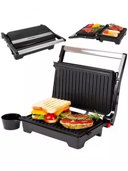 Электрогриль-пресс FIRST 5343-3, 1200 Вт, 2 плиты-гриль с антипригарным покрытием, 260х165 мм