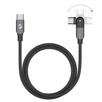 Кабель USB-C - USB-C, поворотный коннектор, 3А, 1,2 м, алюминий, нейлоновая оплётка, 60 Вт