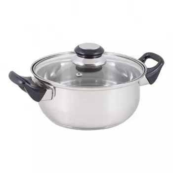 Кастрюля 3.9 л из нерж. стали с крышкой (стекло) BAK-04