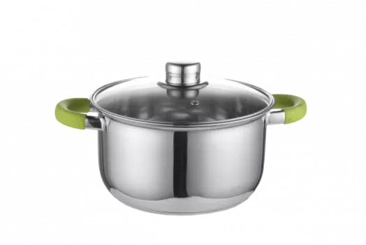 Кастрюля с крышкой Greys VKS-1051 d24см, ручки нержавеющая сталь +силикон, объем 5 л
