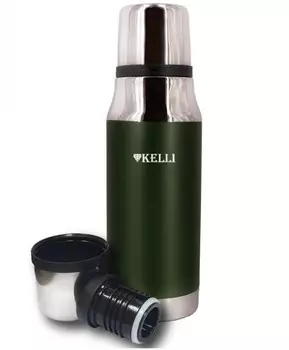 Классический термос Kelli KL-0920, 1 л, зеленый/серебристый