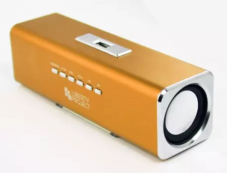 Колонки портативные «LP» K-101 Золото (Металл+3,5 мм+USB+microSD+заменяемый АКБ+FM радио) (коробка)