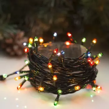 Комнатная гирлянда - Нить, 5 м, 50 ламп, 8 режимов, мультицвет