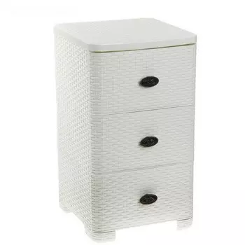 Комод 3 секции - Плетенка, слоновая кость