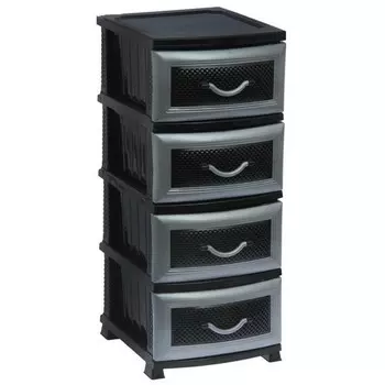 Комод, 4 секции - Дельфин, черно-серебристый