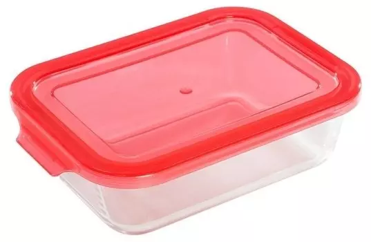 Контейнер для пищевых продуктов стеклянный 1000 мл Limpido Mallony прямоугольный с пластиковой крышкой