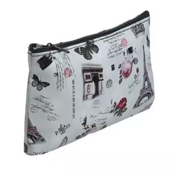 Косметичка из эко-кожи - Города, 18х10х2 см, Серый