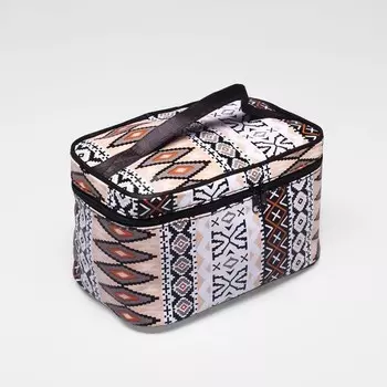 Косметичка сундук Орнамент, эко-кожа, 19х12х10,5 см, Черный