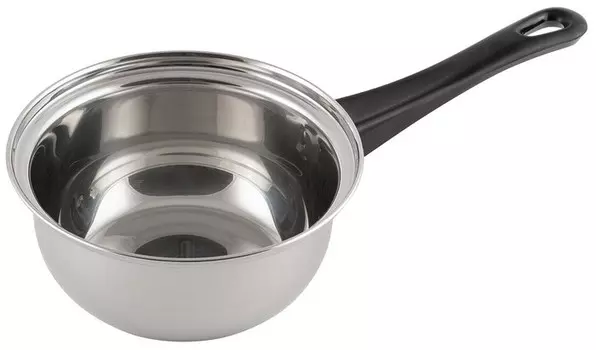 КОВШ НЕРЖАВ. - BUONO 0,75 Л, D=14 СМ, ОДНОСЛОЙНОЕ ДНО, БАКЕЛ. РУЧКА, ЗЕРК.ПОЛИРОВКА (1/24) MALLONY