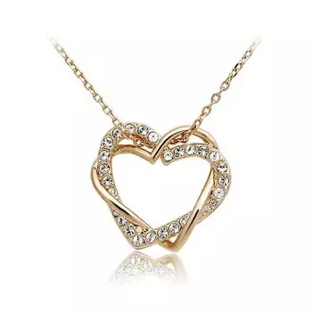 Кулон со стразами «Два сердца» на цепочке