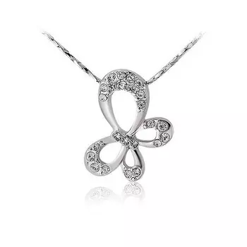 Кулончик «Мотылёк» на цепочке - цвет серебро