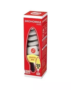 Лампа энергосберегающая ЭКОНОМКА LKsmT2SPC11wE1427eco (11 Вт, теплый свет, цоколь 14, спираль Т2) ( блок 5 шт)