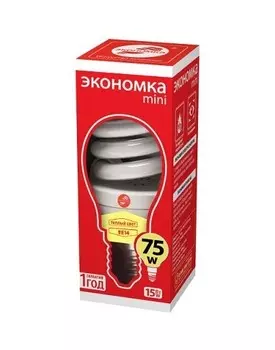 Лампа энергосберегающая ЭКОНОМКА LKsmT2SPC15wE1427eco (15 Вт, теплый свет, цоколь 14, спираль Т2) ( блок 5 шт)