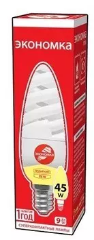 Лампа энергосберегающая ЭКОНОМКА LKsmT2SPC9wE1427eco (9 Вт, теплый свет, цоколь 14, спираль Т2)
