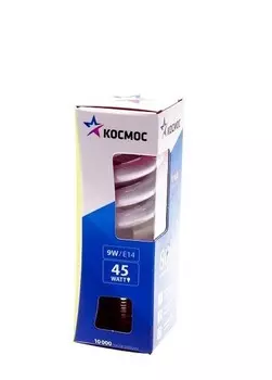 Лампа энергосберегающая Космос SPC9wE1427, 9 Вт, теплый свет, цоколь 14, спираль Т2