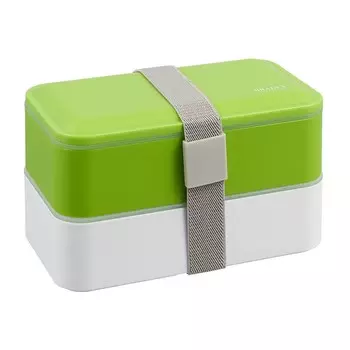 Ланч-бокс прямоугольный с двумя отделениями и приборами, 1,2 л