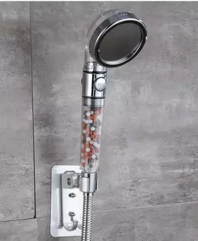 Лейка для душа с турмалином, ионизацией, кнопкой стоп и 3 режимами душевой струи