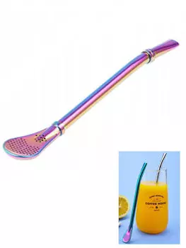 Ложка - трубочка, нержавеющая сталь, хамелеон