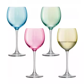 LSA Набор бокалов Polka wine glass PZ03/PZ09 4 шт. 400 мл зеленый/голубой/розовый/желтый